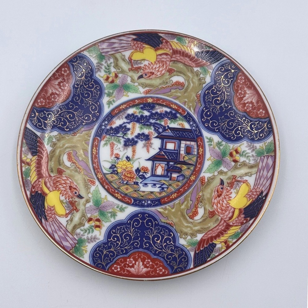 Vintage Japanese Imari Ware Deco 6" Plate Phoenix Bird Gold Trim Japan‎